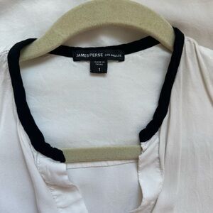 James Perse Long Sleeve Button Front Top With Contrast Colllar